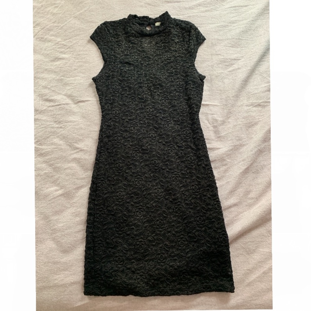 High Neck Black Lace Formal Dress
